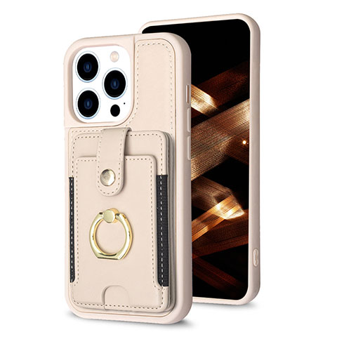 Custodia Silicone Ultra Sottile Morbida Cover con Magnetico S04D per Apple iPhone 14 Pro Max Oro