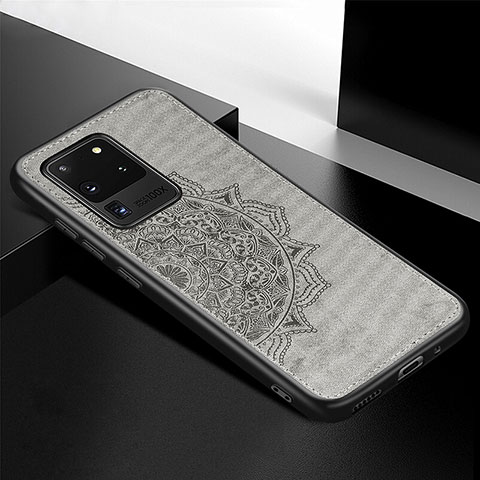 Custodia Silicone Ultra Sottile Morbida Cover con Magnetico S04D per Samsung Galaxy S20 Ultra 5G Grigio