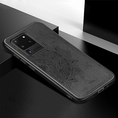 Custodia Silicone Ultra Sottile Morbida Cover con Magnetico S04D per Samsung Galaxy S20 Ultra 5G Nero