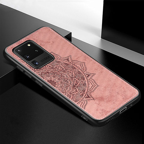 Custodia Silicone Ultra Sottile Morbida Cover con Magnetico S04D per Samsung Galaxy S20 Ultra 5G Oro Rosa