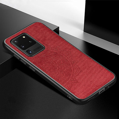 Custodia Silicone Ultra Sottile Morbida Cover con Magnetico S04D per Samsung Galaxy S20 Ultra 5G Rosso