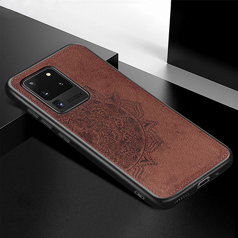 Custodia Silicone Ultra Sottile Morbida Cover con Magnetico S04D per Samsung Galaxy S20 Ultra Marrone
