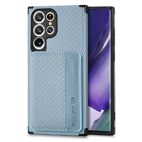 Custodia Silicone Ultra Sottile Morbida Cover con Magnetico S04D per Samsung Galaxy S21 Ultra 5G Blu