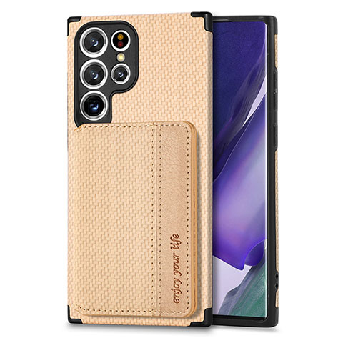 Custodia Silicone Ultra Sottile Morbida Cover con Magnetico S04D per Samsung Galaxy S23 Ultra 5G Oro