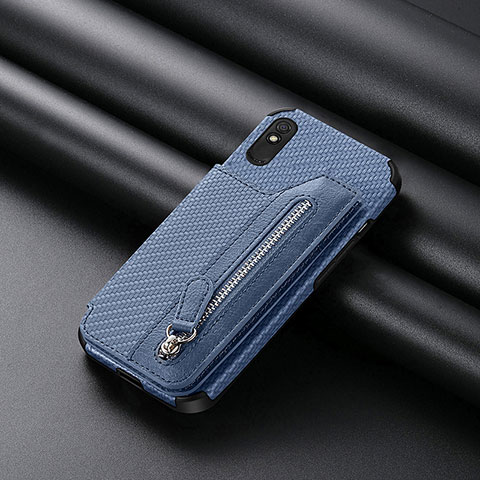 Custodia Silicone Ultra Sottile Morbida Cover con Magnetico S04D per Xiaomi Redmi 9AT Blu