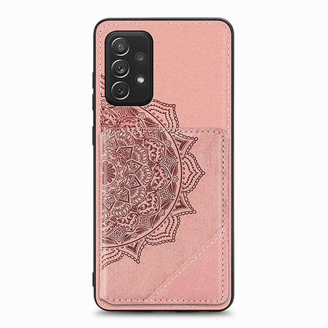 Custodia Silicone Ultra Sottile Morbida Cover con Magnetico S05D per Samsung Galaxy A52 5G Oro Rosa