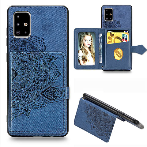 Custodia Silicone Ultra Sottile Morbida Cover con Magnetico S05D per Samsung Galaxy A71 5G Blu