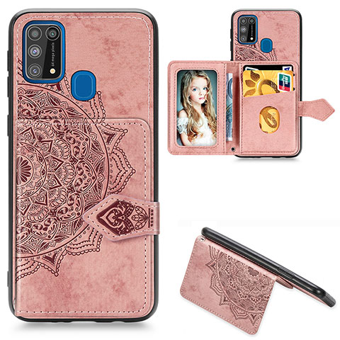 Custodia Silicone Ultra Sottile Morbida Cover con Magnetico S05D per Samsung Galaxy M21s Oro Rosa