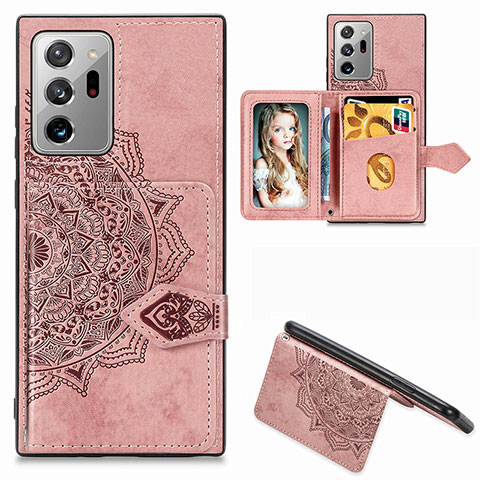 Custodia Silicone Ultra Sottile Morbida Cover con Magnetico S05D per Samsung Galaxy Note 20 Ultra 5G Oro Rosa