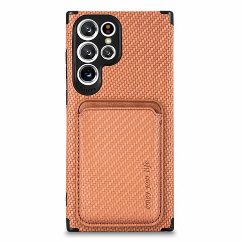 Custodia Silicone Ultra Sottile Morbida Cover con Magnetico S05D per Samsung Galaxy S21 Ultra 5G Arancione