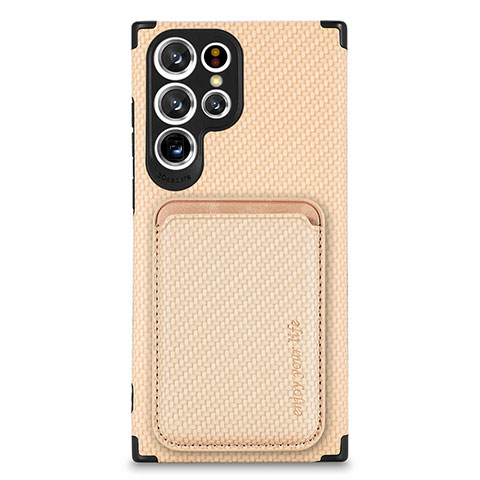 Custodia Silicone Ultra Sottile Morbida Cover con Magnetico S05D per Samsung Galaxy S21 Ultra 5G Oro
