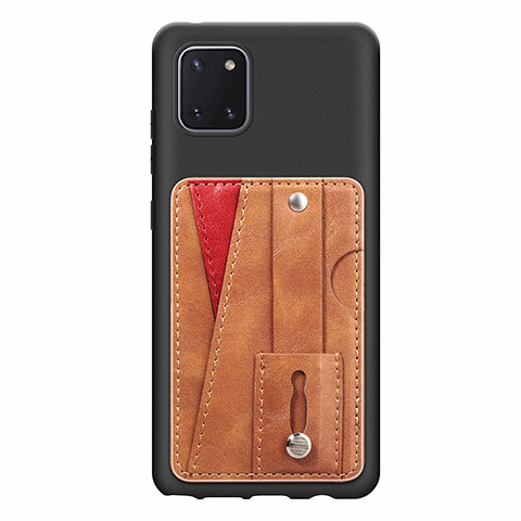 Custodia Silicone Ultra Sottile Morbida Cover con Magnetico S08D per Samsung Galaxy A81 Marrone