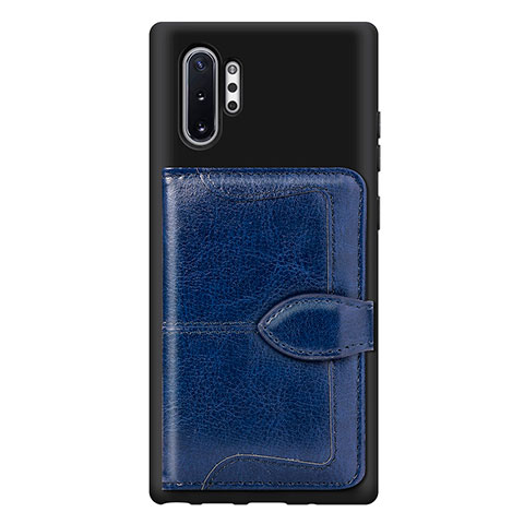 Custodia Silicone Ultra Sottile Morbida Cover con Magnetico S08D per Samsung Galaxy Note 10 Plus 5G Blu