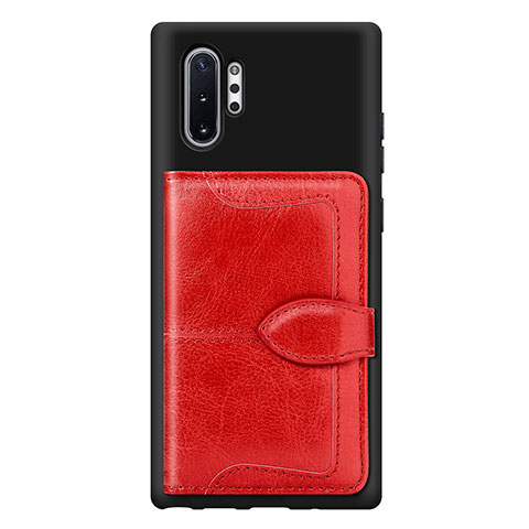 Custodia Silicone Ultra Sottile Morbida Cover con Magnetico S08D per Samsung Galaxy Note 10 Plus 5G Rosso