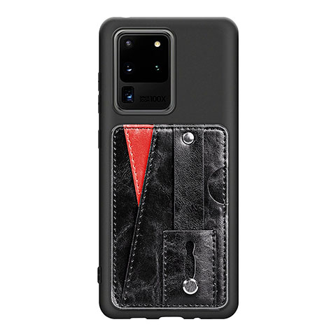 Custodia Silicone Ultra Sottile Morbida Cover con Magnetico S08D per Samsung Galaxy S20 Ultra 5G Nero
