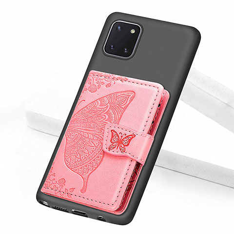 Custodia Silicone Ultra Sottile Morbida Cover con Magnetico S09D per Samsung Galaxy A81 Oro Rosa