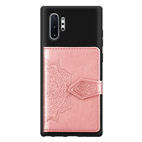 Custodia Silicone Ultra Sottile Morbida Cover con Magnetico S09D per Samsung Galaxy Note 10 Plus 5G Rosa