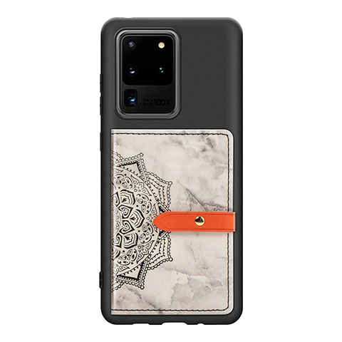 Custodia Silicone Ultra Sottile Morbida Cover con Magnetico S09D per Samsung Galaxy S20 Ultra 5G Nero