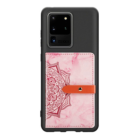 Custodia Silicone Ultra Sottile Morbida Cover con Magnetico S09D per Samsung Galaxy S20 Ultra 5G Rosa