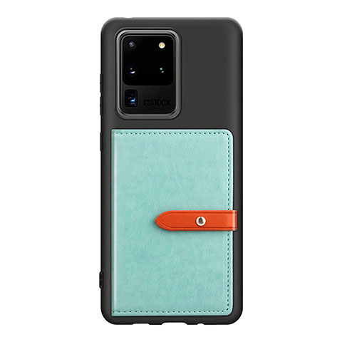 Custodia Silicone Ultra Sottile Morbida Cover con Magnetico S12D per Samsung Galaxy S20 Ultra 5G Azzurro