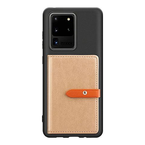 Custodia Silicone Ultra Sottile Morbida Cover con Magnetico S12D per Samsung Galaxy S20 Ultra 5G Khaki