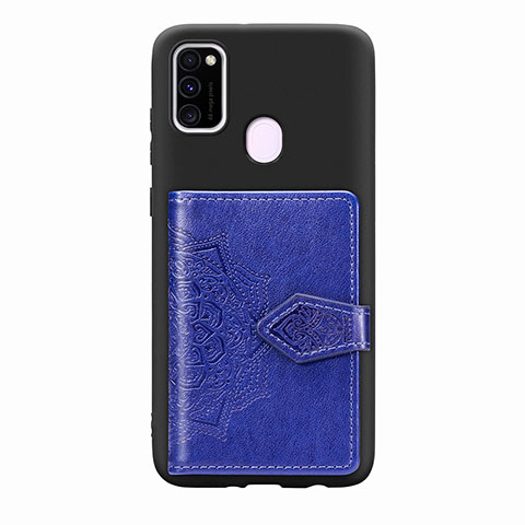 Custodia Silicone Ultra Sottile Morbida Cover con Magnetico S13D per Samsung Galaxy M21 Blu