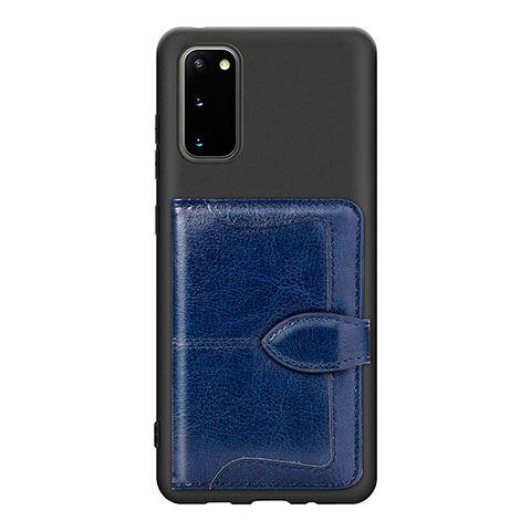 Custodia Silicone Ultra Sottile Morbida Cover con Magnetico S13D per Samsung Galaxy S20 5G Blu
