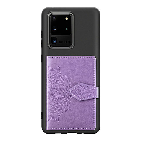 Custodia Silicone Ultra Sottile Morbida Cover con Magnetico S13D per Samsung Galaxy S20 Ultra 5G Oro Rosa