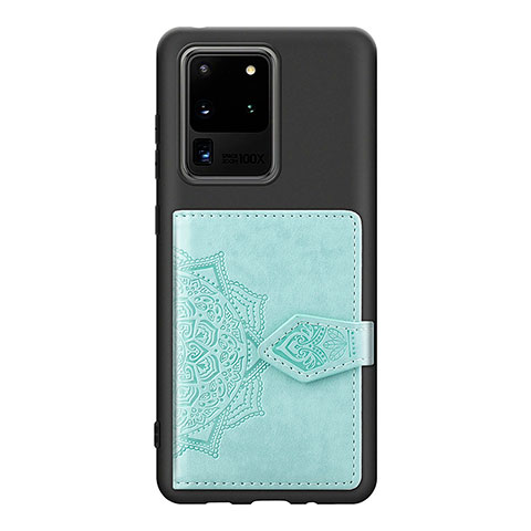 Custodia Silicone Ultra Sottile Morbida Cover con Magnetico S13D per Samsung Galaxy S20 Ultra Azzurro