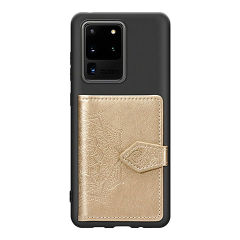 Custodia Silicone Ultra Sottile Morbida Cover con Magnetico S13D per Samsung Galaxy S20 Ultra Oro