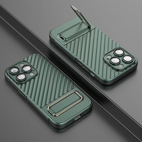Custodia Silicone Ultra Sottile Morbida Cover con Supporto KC2 per Apple iPhone 13 Pro Verde