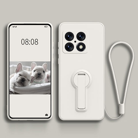 Custodia Silicone Ultra Sottile Morbida Cover con Supporto per OnePlus 10 Pro 5G Bianco