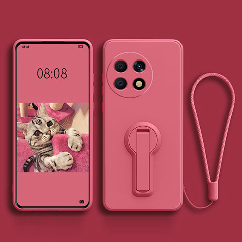 Custodia Silicone Ultra Sottile Morbida Cover con Supporto per OnePlus 11 5G Rosa Caldo