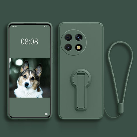 Custodia Silicone Ultra Sottile Morbida Cover con Supporto per OnePlus 11 5G Verde Notte