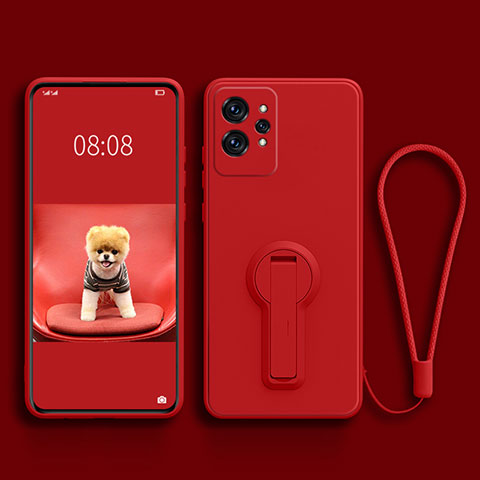 Custodia Silicone Ultra Sottile Morbida Cover con Supporto per Realme GT2 Pro 5G Rosso