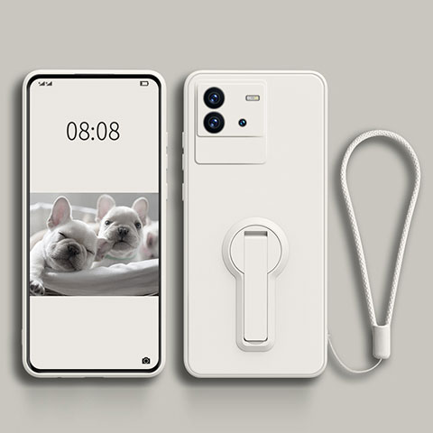 Custodia Silicone Ultra Sottile Morbida Cover con Supporto per Vivo iQOO Neo6 5G Bianco