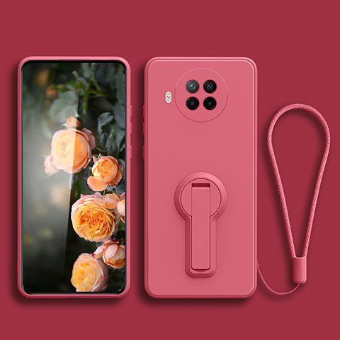 Custodia Silicone Ultra Sottile Morbida Cover con Supporto per Xiaomi Mi 10i 5G Rosa Caldo