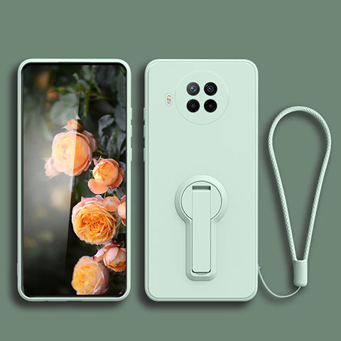 Custodia Silicone Ultra Sottile Morbida Cover con Supporto per Xiaomi Mi 10i 5G Verde Pastello