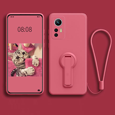 Custodia Silicone Ultra Sottile Morbida Cover con Supporto per Xiaomi Mi 12S 5G Oro Rosa