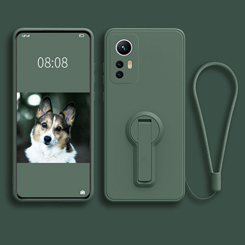 Custodia Silicone Ultra Sottile Morbida Cover con Supporto per Xiaomi Mi 12S 5G Verde