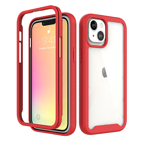 Custodia Silicone Ultra Sottile Morbida Cover Fronte e Retro 360 Gradi per Apple iPhone 14 Plus Rosso