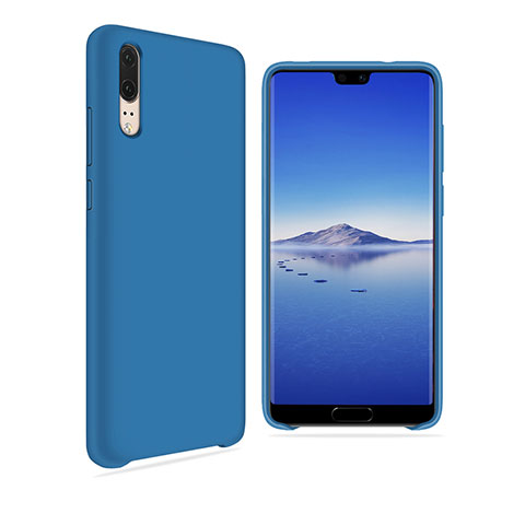 Custodia Silicone Ultra Sottile Morbida Cover Fronte e Retro 360 Gradi per Huawei P20 Blu