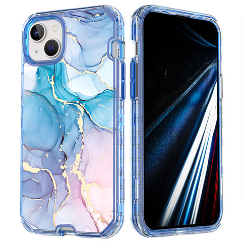 Custodia Silicone Ultra Sottile Morbida Cover Fronte e Retro 360 Gradi YJ1 per Apple iPhone 14 Plus Cielo Blu