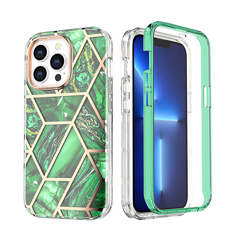 Custodia Silicone Ultra Sottile Morbida Cover Fronte e Retro 360 Gradi YJ2 per Apple iPhone 13 Pro Max Verde