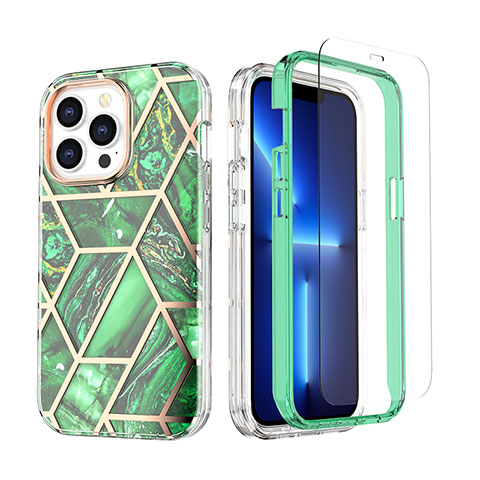 Custodia Silicone Ultra Sottile Morbida Cover Fronte e Retro 360 Gradi YJ3 per Apple iPhone 13 Pro Verde