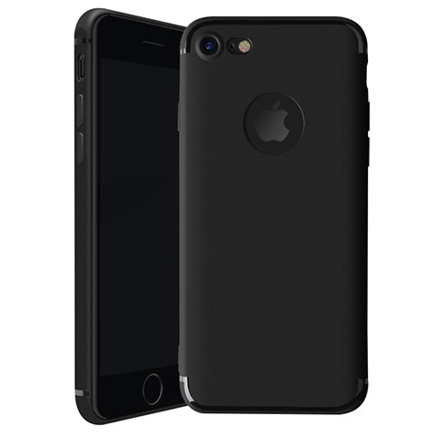 Custodia Silicone Ultra Sottile Morbida Cover H01 per Apple iPhone 7 Nero