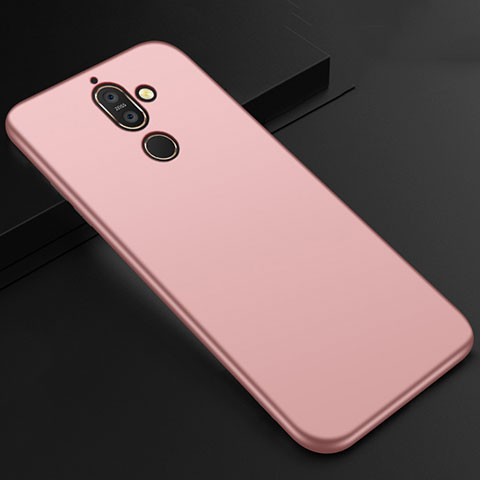 Custodia Silicone Ultra Sottile Morbida Cover S01 per Nokia 7 Plus Oro Rosa