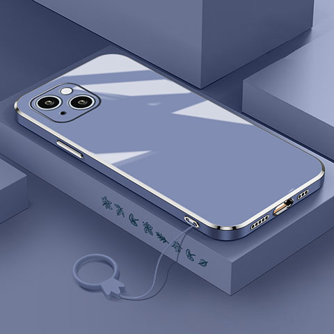 Custodia Silicone Ultra Sottile Morbida Cover S03 per Apple iPhone 13 Mini Grigio Lavanda