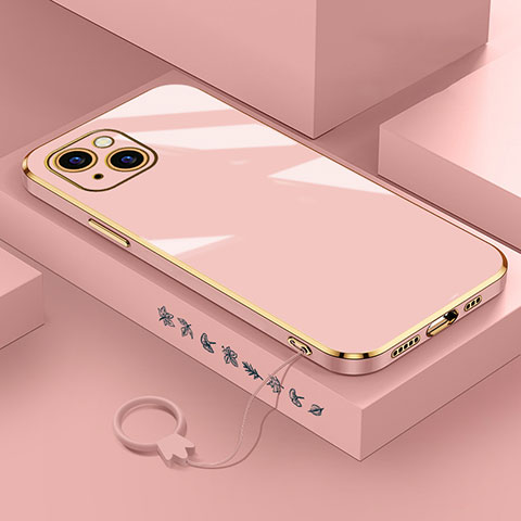 Custodia Silicone Ultra Sottile Morbida Cover S03 per Apple iPhone 14 Oro Rosa