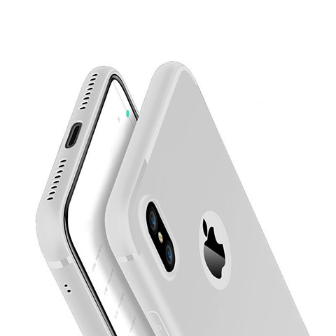 Custodia Silicone Ultra Sottile Morbida Cover V01 per Apple iPhone Xs Bianco